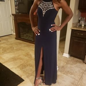 B Darlin Blue sparkled Gown dress size 7/8